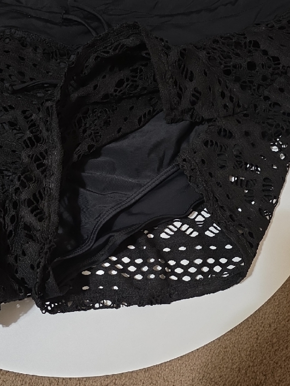 Black Crochet Swim Cover-Up Shorts - Picture 2 of 5
